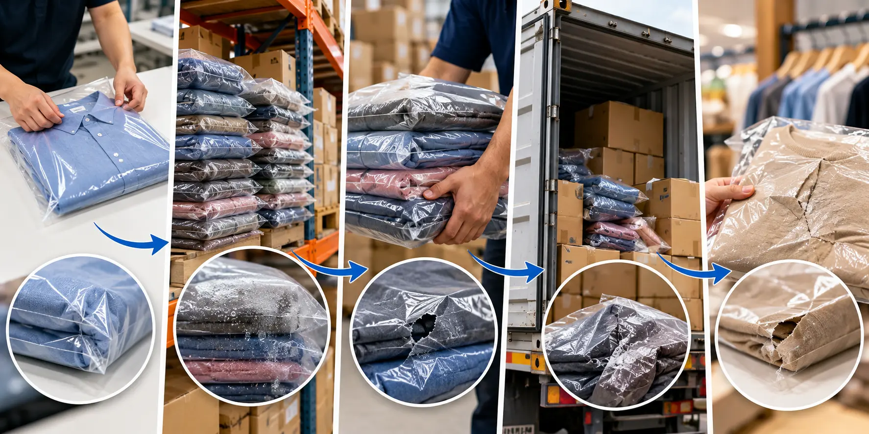 garment packaging damage during storage handling and transit